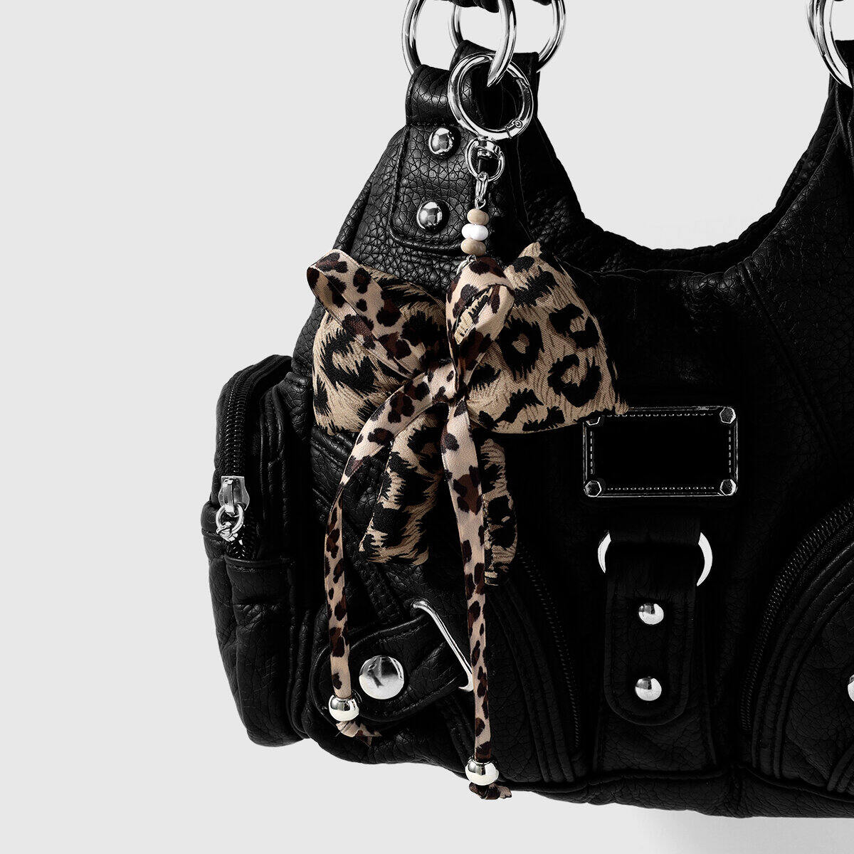 Simple Series Daily Heart Bow Knot Leopard Print Polyester Bag Charms