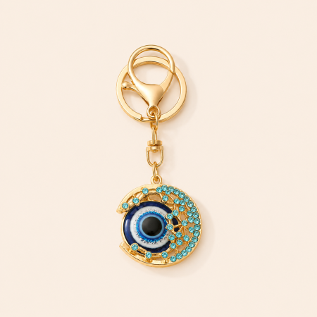 Ethnic Series Casual Devil's Eye Key Alloy Rhinestone Keychain