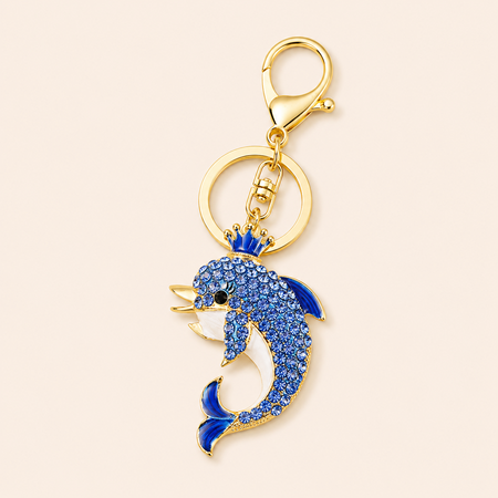 Luxurious Series Natural Heart Oceanic Style Mixed Color Fish Metal Rhinestone Keychain 2
