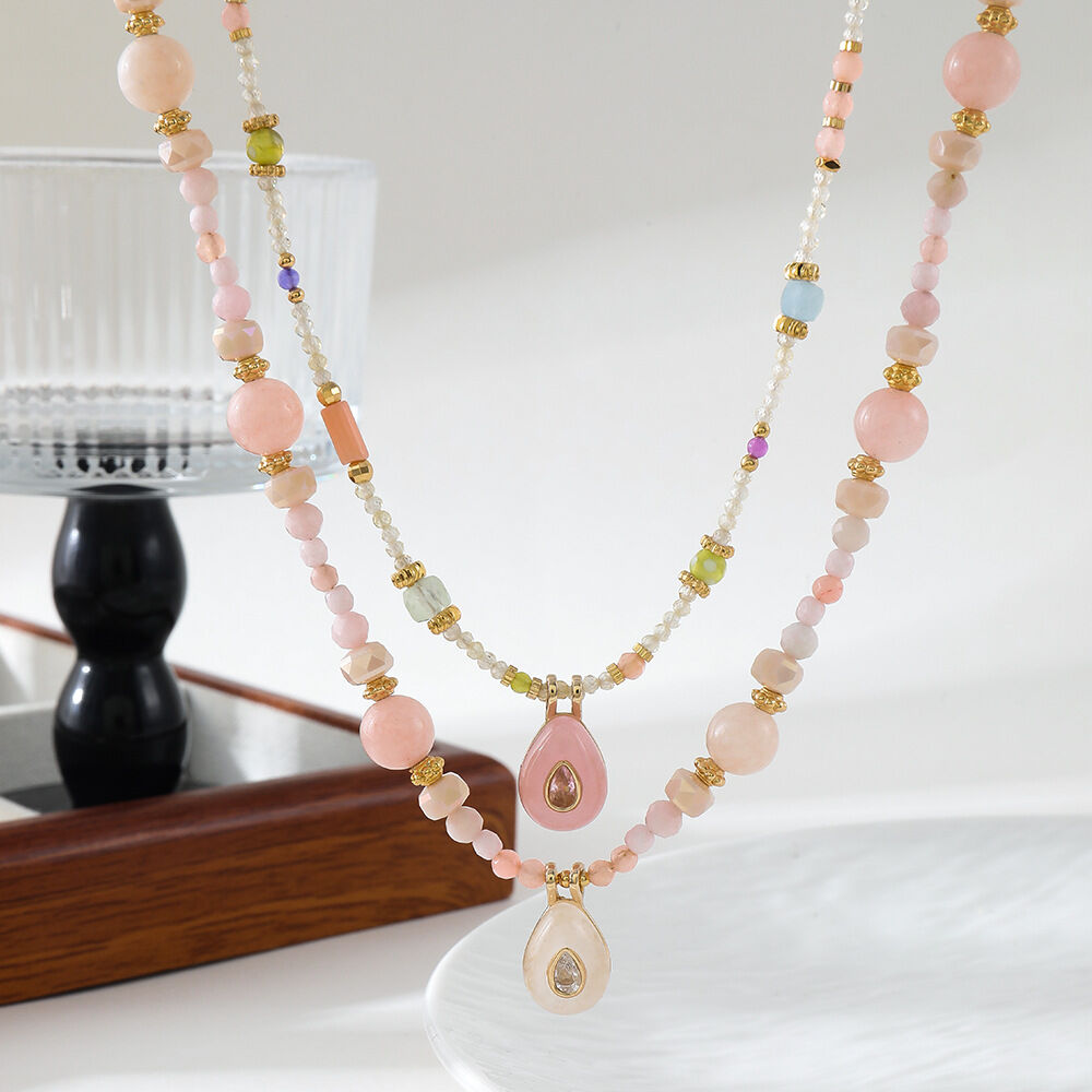 Romantic Series Elegant Beads Natural Stones Zircon Women's Beaded Necklaces h5 Picture3