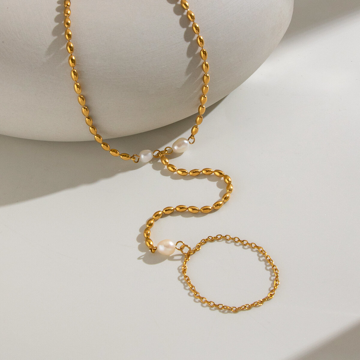 Beads Stainless Steel Gold Color Waterproof Freshwater Pearl Women's Hand Chain Picture5