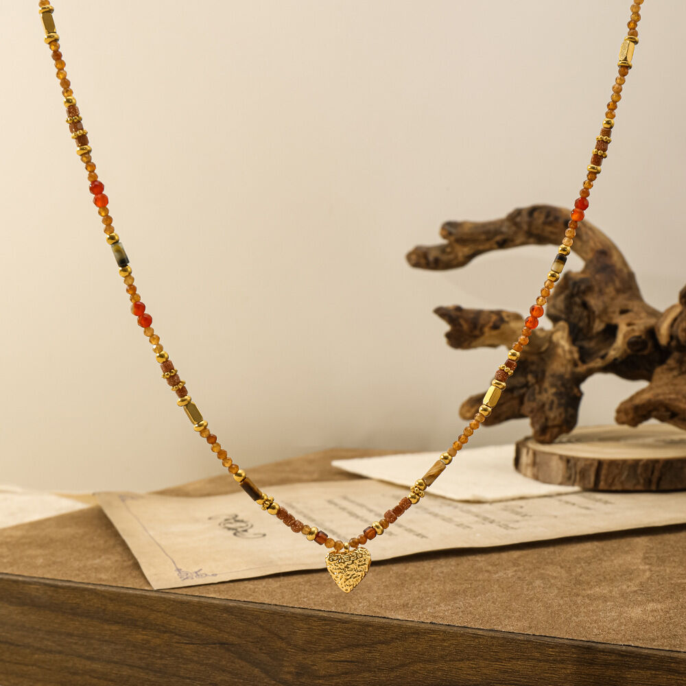 Classic Series Retro Heart Beads Crystal Women's Beaded Necklaces h5 Picture3