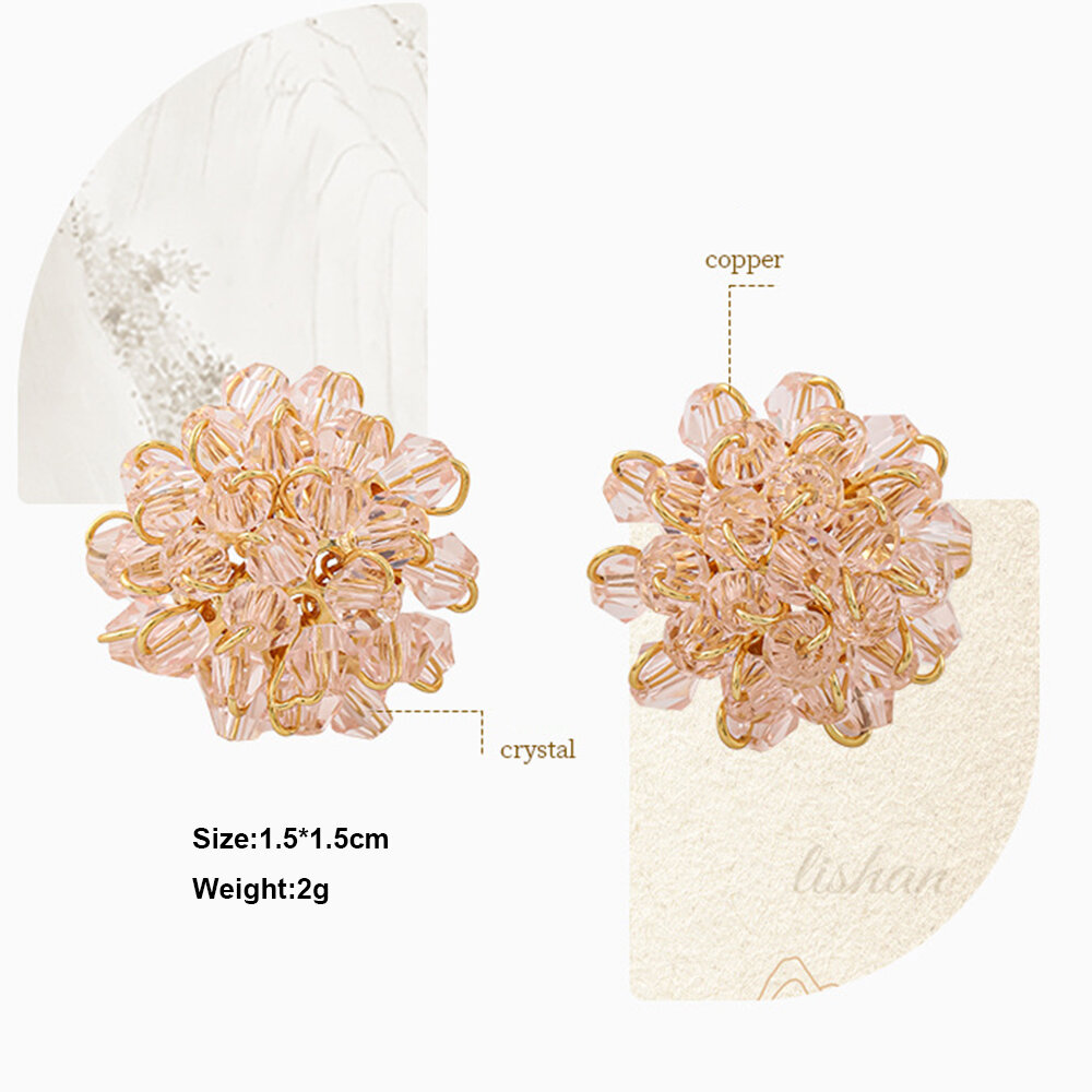 Romantic Series Sweet Flower Crystal Copper Women's Stud Earrings h5 