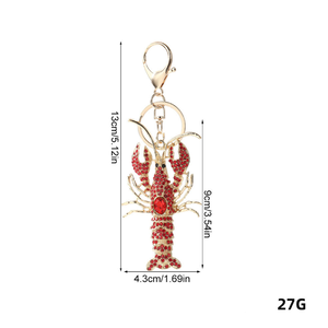 Luxurious Series Natural Animal Lobster Solid Color Oceanic Style Alloy Rhinestone Keychain h5 Picture4
