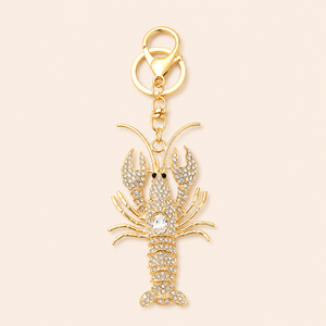Luxurious Series Natural Animal Lobster Solid Color Oceanic Style Alloy Rhinestone Keychain h5 Picture2