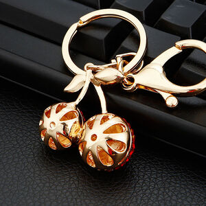 Luxe serie dagelijkse effen kersenkleurige legering sleutelhanger met strass steentjes h5 Afbeelding4