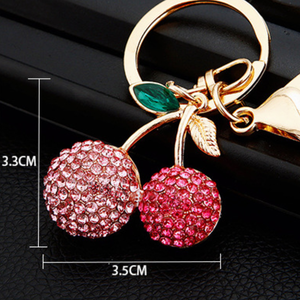 Luxe serie dagelijkse effen kersenkleurige legering sleutelhanger met strass steentjes h5 Afbeelding5