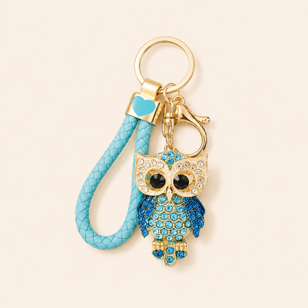 Luxurious Series Retro Animal Mixed Color Metal Rhinestone Keychain