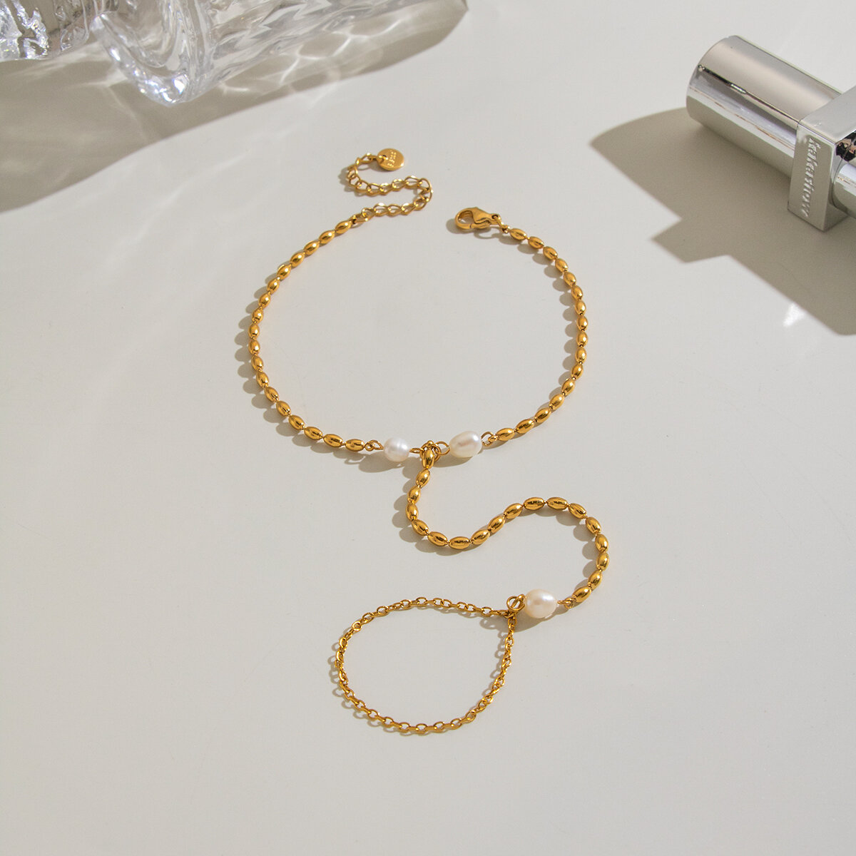 Beads Stainless Steel Gold Color Waterproof Freshwater Pearl Women's Hand Chain Picture6