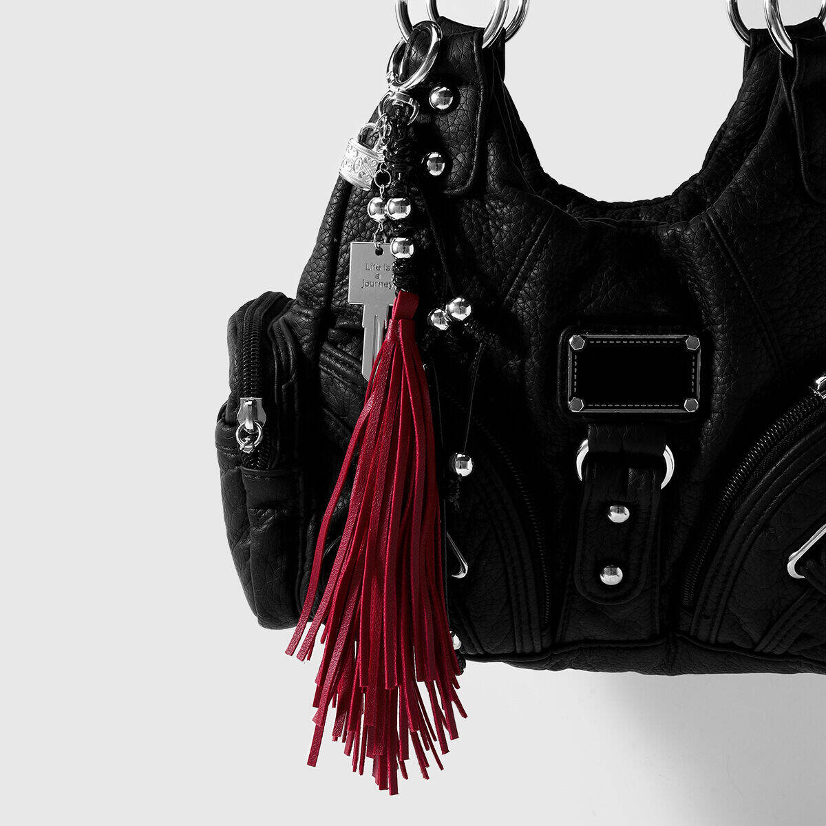 Simple Series Daily Skull Cross Tassel Leather Bag Charms