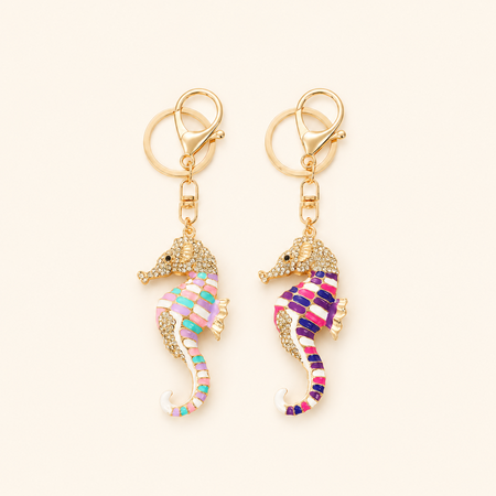 Luxurious Series Natural Animal Oceanic Style Mixed Color Alloy Rhinestone Keychain 2