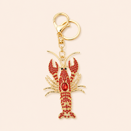 Luxurious Series Natural Animal Lobster Solid Color Oceanic Style Alloy Rhinestone Keychain