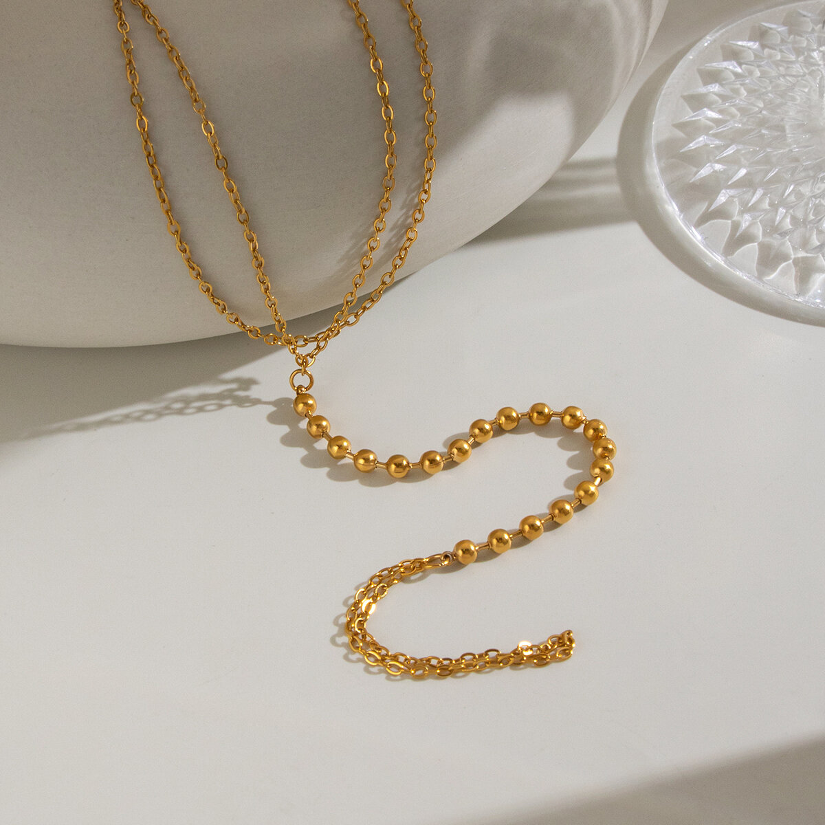 Beads Stainless Steel Waterproof Gold Color Women's Hand Chain h5 Picture4