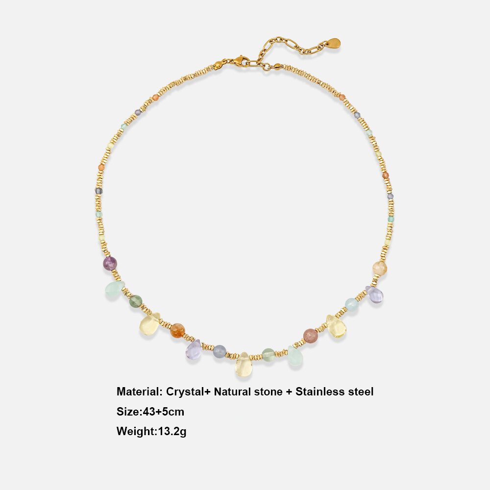 Droplet Crystal Natural Stone Women's Necklaces Sets h5 