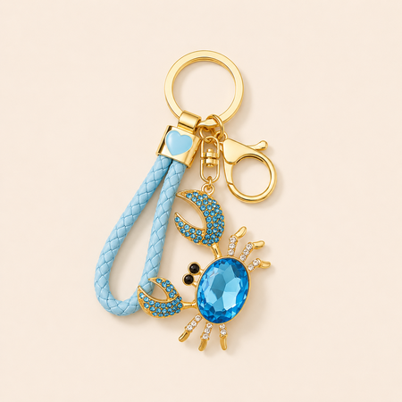 Luxurious Series Natural Animal Solid Color Oceanic Style Metal Rhinestone Keychain