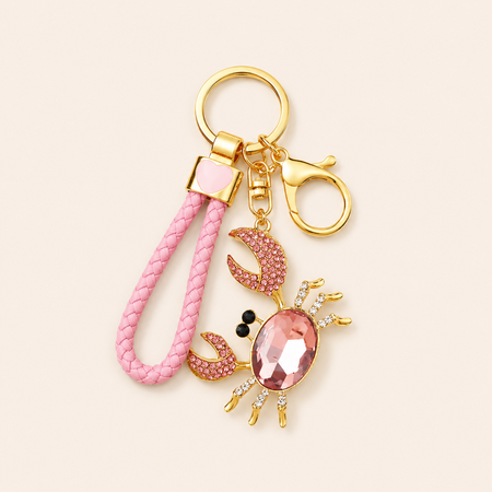 Luxurious Series Natural Animal Solid Color Oceanic Style Metal Rhinestone Keychain 2