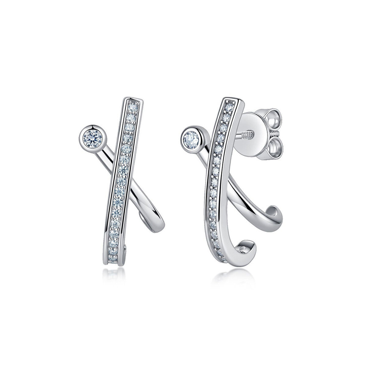 Pendientes de mujer de moissanita color oro, lujosos, sencillos y de forma irregular, en plata de ley 925. 