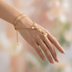 Chain Stainless Steel Waterproof Gold Color Artificial Pearl Women's Hand Chain h5 Picture2