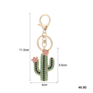 Luxurious Series Natural Flower Solid Color Plant Alloy Rhinestone Keychain h5 Picture4