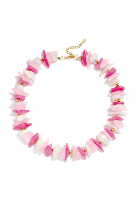 Beaded necklace with different shapes and colors of stones
