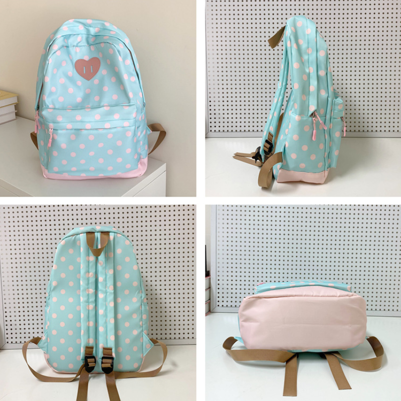 Lässiger Damenrucksack aus Nylon mit Polka-Dots-Muster in verschiedenen Farben Bild4