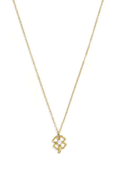 Halsketten Mit Anhänger Aus 14-Karätig Vergoldetem Edelstahl, Clover Casual Simple Serie, Damenschmuck