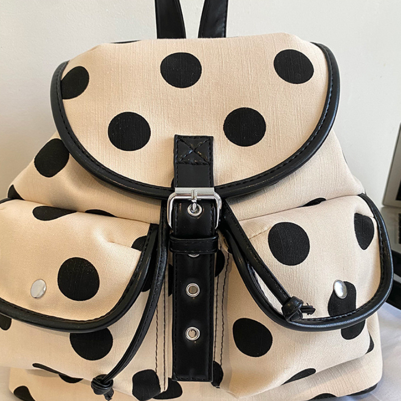 Pariser Chic-Stil, einfarbig, gepunktet, Nylon, Damenrucksack h5 Bild4