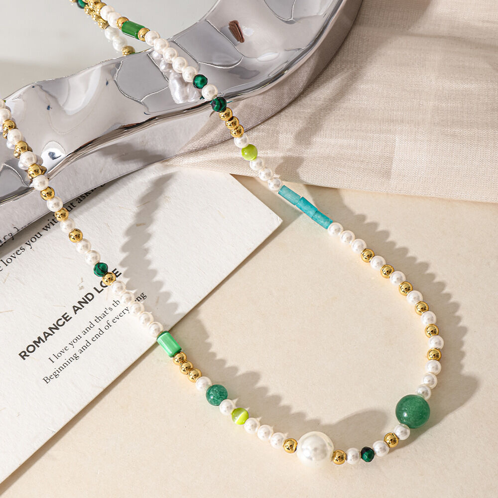 Simple Series Beads Natural Stones Glass Women's Beaded Necklaces 2