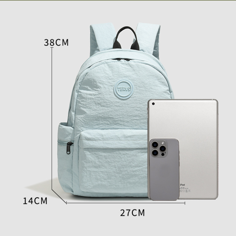 Lässiger Damenrucksack aus Nylon, ohne Aufdruck, einfarbig, rund Bild8