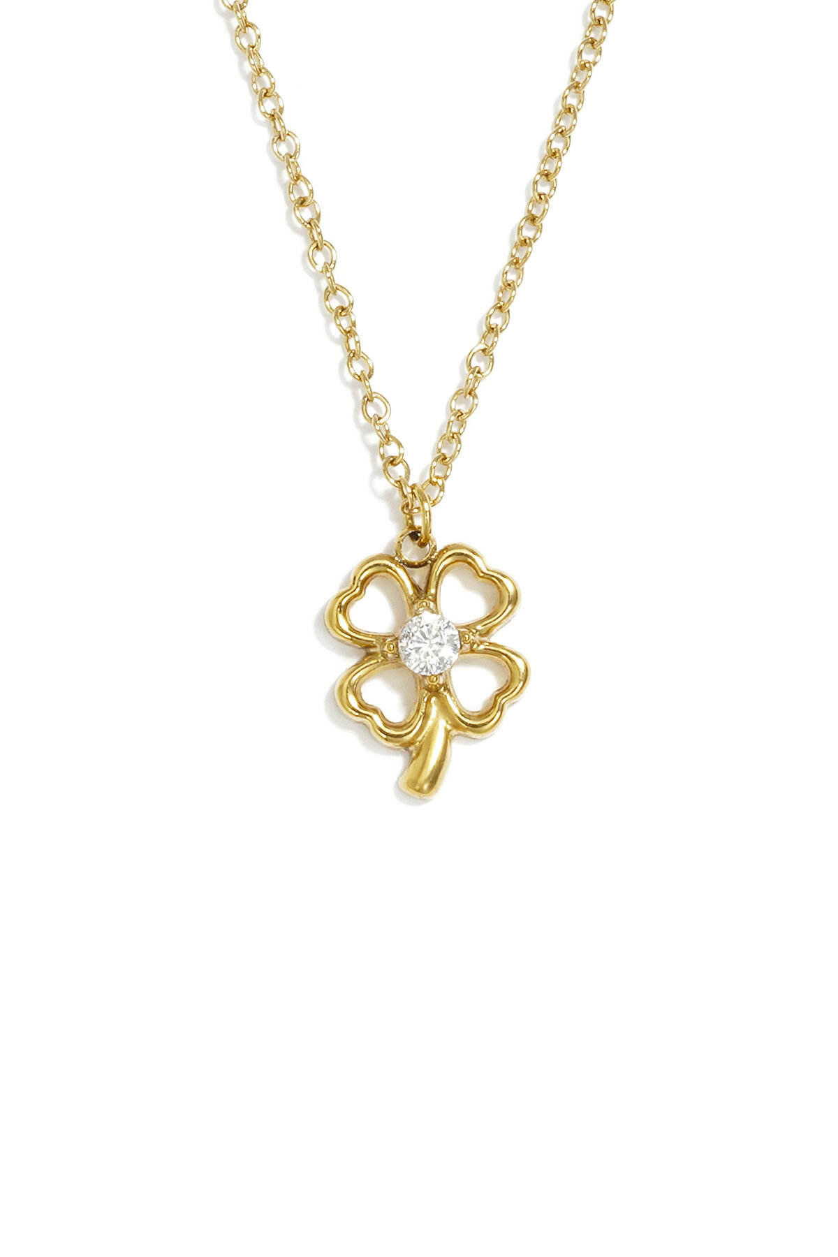 Halsketten Mit Anhänger Aus 14-Karätig Vergoldetem Edelstahl, Clover Casual Simple Serie, Damenschmuck h5 Bild4