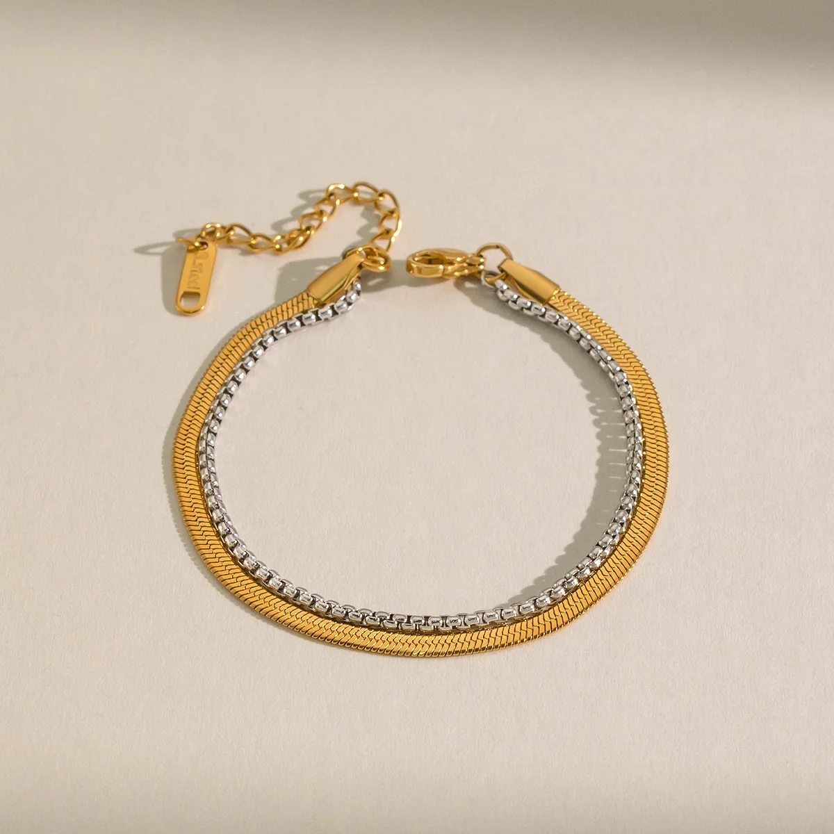 Simple Mixed Color Stainless Steel Waterproof Chain Bracelets