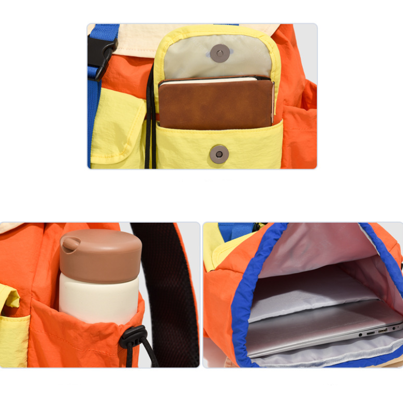 Sportlicher Patchwork-Rucksack aus Nylon für Damen in verschiedenen Farben Bild7
