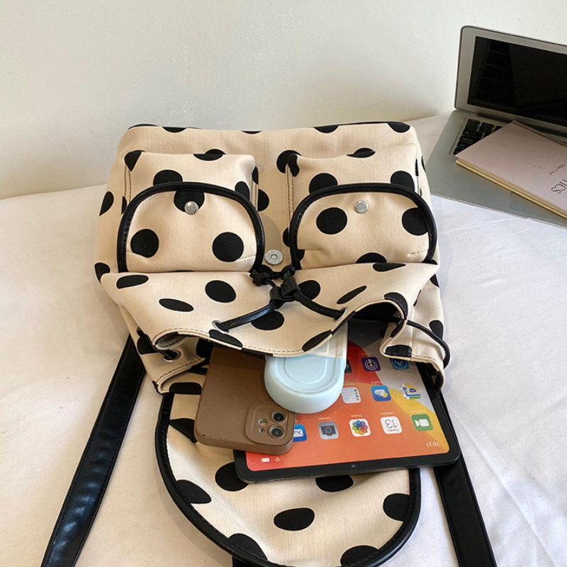 Pariser Chic-Stil, einfarbig, gepunktet, Nylon, Damenrucksack h5 Bild3
