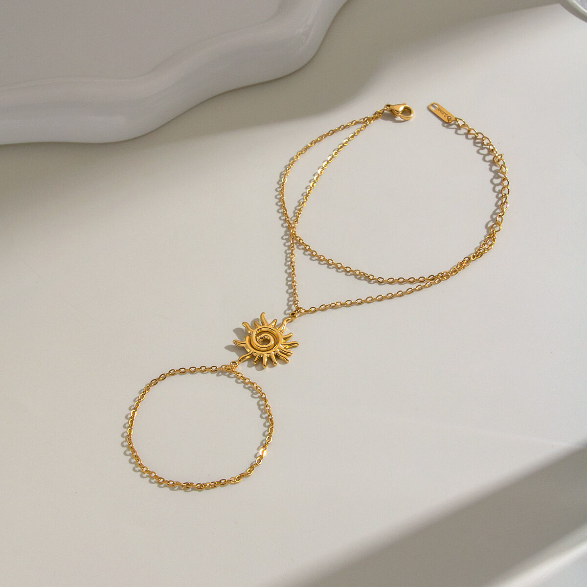 Sun Shape Stainless Steel Waterproof Gold Color Women's Hand Chain