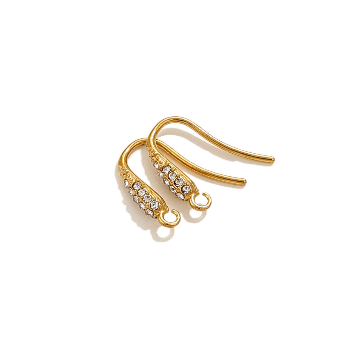 Solid Color Stainless Steel Gold Color Rhinestone Earrings Findings Picture2