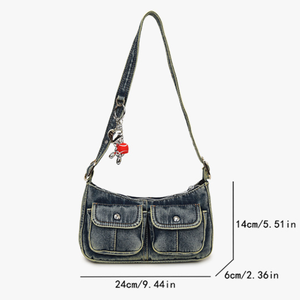 Streetwear Style Metal Hardware Heart Animal Solid Color Canvas Women's Square Shoulder Bags h5 Picture7