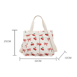 Casual Style Fluffy Flower Letter Mixed Color Cherry Corduroy Women's Square Tote Bags h5 Picture6