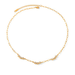 Simple Series Daily Circle Stainless Steel Waterproof Gold Color Zircon Women's Chain Necklaces h5