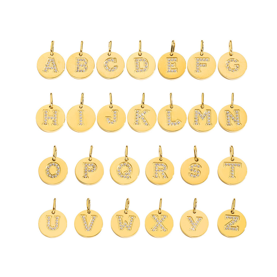 Einfache DIY-Buchstabenanhänger aus Edelstahl, wasserdicht, goldfarben, für Damen