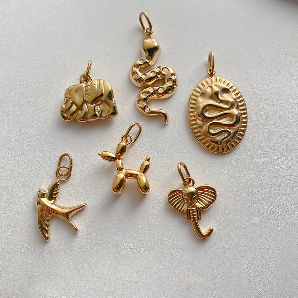 Romantische DIY-Anhänger in Schlangenform aus Edelstahl, wasserdicht, goldfarben
