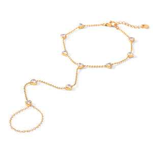 Simple Series Daily Heart Stainless Steel Waterproof Gold Color Zircon Women's Hand Chain h5