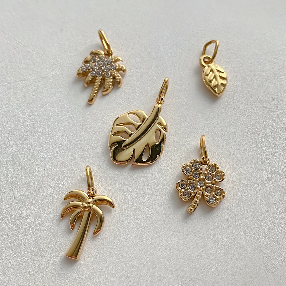 Classic Series Diy Leaf Plant Stainless Steel Waterproof   Gold Color  Women's Pendants