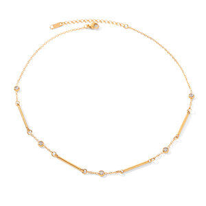Simple Series Daily Chain Circle Stainless Steel Waterproof Gold Color Zircon Women's Chain Necklaces h5