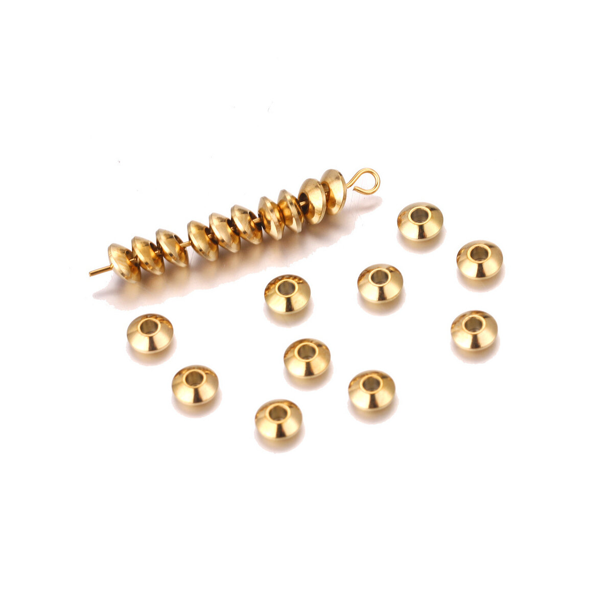 Solid Color Stainless Steel Waterproof Gold Color Spacer Beads 2