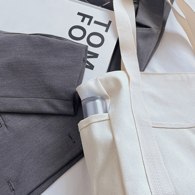 Casual Style None Solid Color Canvas Women's Square Tote Bags Picture4