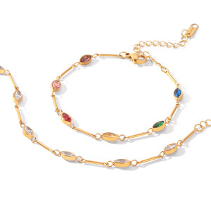 Simple Series Daily Chain Stainless Steel Waterproof Gold Color Zircon Women's Chain Bracelets h5 Picture6