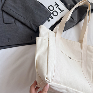 Casual Style None Solid Color Canvas Women's Square Tote Bags h5 Picture6