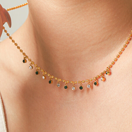 Simple Series Daily Tassel Stainless Steel Waterproof Gold Color Zircon Women's Pendant Necklaces