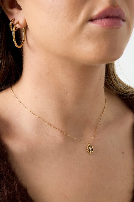 Halsketten Mit Anhänger Aus 14-Karätig Vergoldetem Edelstahl, Clover Casual Simple Serie, Damenschmuck 2