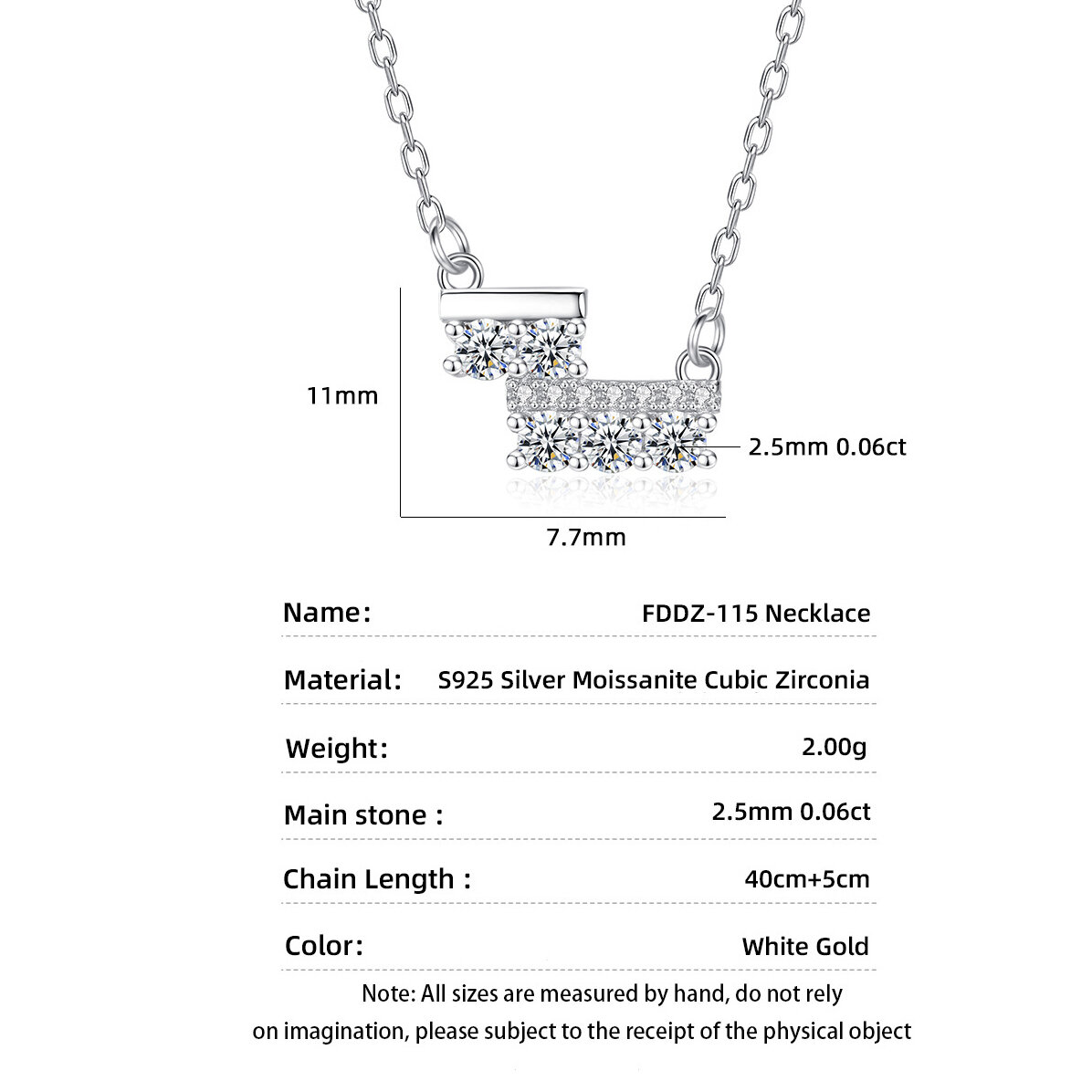 Simple Series Cute Irregular Shape 925 Sterling Silver Color Rhodium Plating  Women's Moissanite   Necklaces h5 Picture4